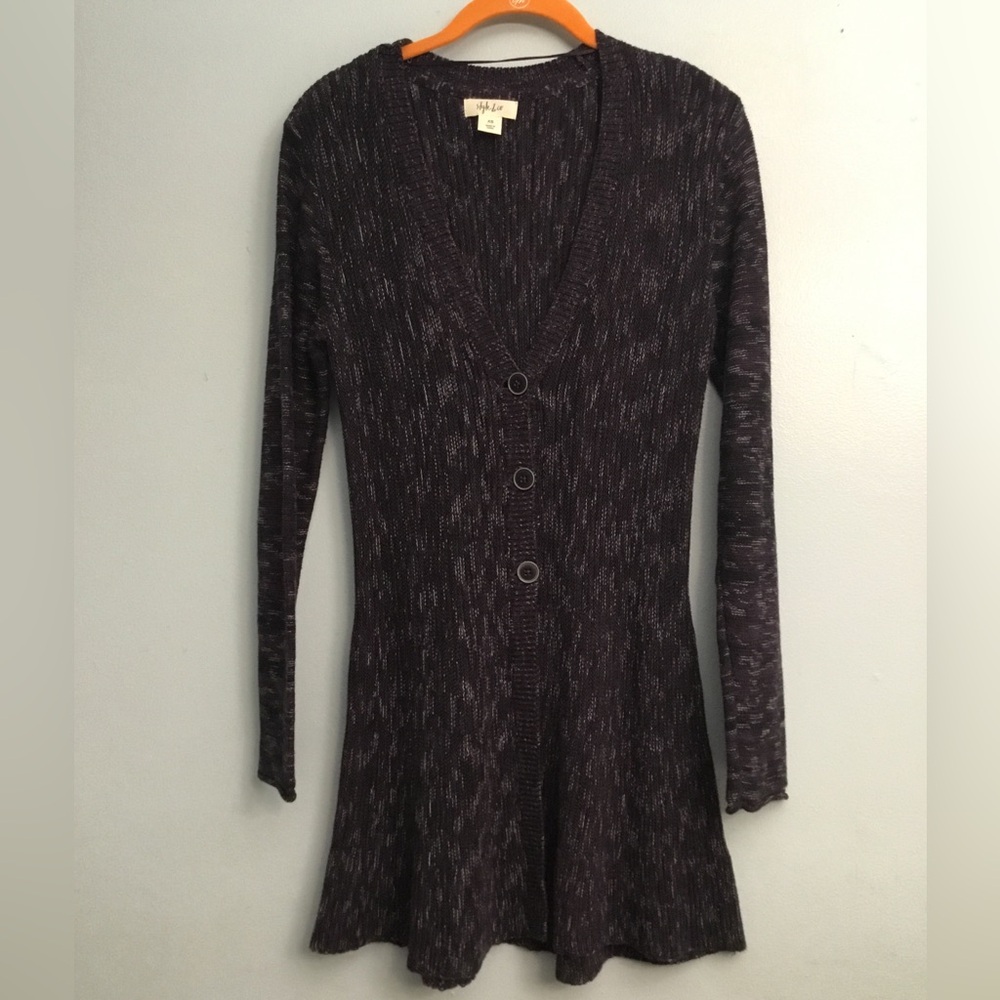 Style & CO Long Sleeve V-Neck A-Line Dress